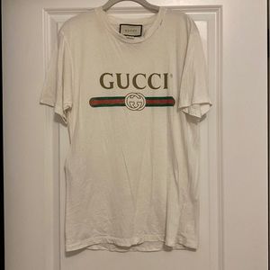 Gucci white vintage distressed T-shirt